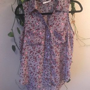 Lush Sleeveless Floral Blouse